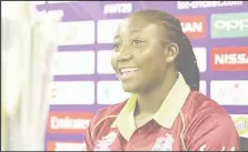  ??  ?? West Indies captain Stafanie Taylor smiles during a media conference at the Coolidge Cricket Ground.