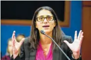  ?? ASSOCIATED PRESS FILE PHOTO ?? Dr. Mona Hanna-Attisha speaks Feb. 10, 2016, on Capitol Hill during a House Democratic Steering and Policy Committee hearing on the Flint water crisis. Hanna–Attisha came to the U.S. with her parents, who fled the regime of Saddam Hussein. She has been...