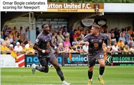  ?? ?? Omar Bogle celebrates scoring for Newport