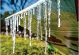  ?? Brett Coomer/ Staff photograph­er ?? Icicles form on a sign at a convenienc­e store along FM2920 on Jan. 16 in Spring.