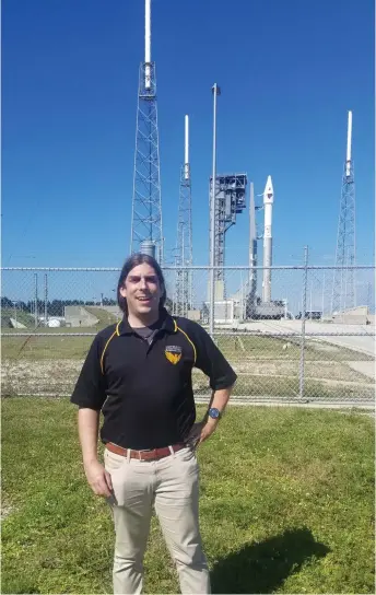  ?? Photo: Tim Holt ?? LUCY LAUNCH: Dr Tim Holt at the launch of NASA’s Lucy Mission to Jupiter’s Trojan Asteroids.