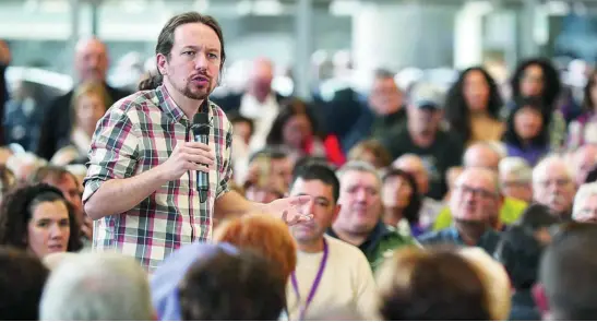  ?? EFE ?? Pablo Iglesias durante un encuentro con simpatizan­tes celebrado en 2019 en Bilbao