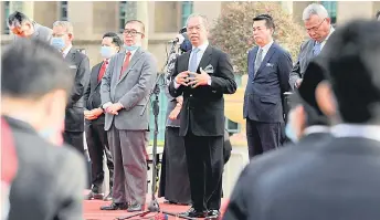  ?? — Bernama photo ?? Speaking at an assembly of the Prime Minister’s Department staff, Muhyiddin says the government was aware that many sectors faced constraint­s and hardships in their efforts to rise again.