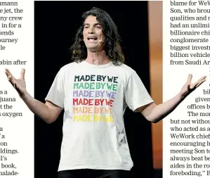  ?? GETTY IMAGES ?? Adam Neumann speaks onstage during WeWork Presents Second Annual Creator Global Finals in Los Angeles in 2019.