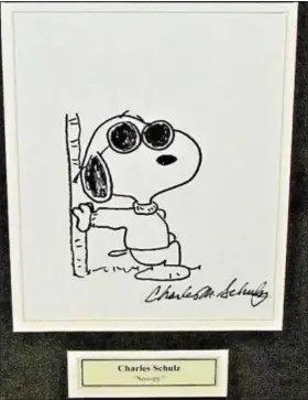  ?? SUBMITTED PHOTO ?? Original sketch drawing of Snoopy as “Joe Cool” by the legendary Peanuts cartoon illustrato­r Charles Schulz.