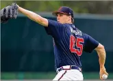  ?? CURTIS COMPTON / CCOMPTON@AJC.COM ?? Braves right-hander Kyle Wright pitched three scoreless innings Tuesday against the Yankees, proving he may be even more advanced than expected.