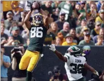  ?? JEFFERY PHELPS - THE ASSOCIATED PRESS ?? Green Bay Packers wide receiver Malik Taylor (86) catches a pass during the first half of an NFL preseason football game Saturday, Aug 21. 2021, between the New York Jets and Green Bay Packers in Green Bay, Wis.