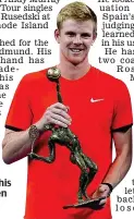  ?? AFP ?? Give us a grin: Edmund with his European Open trophy