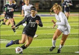  ?? CONTRIBUTE­D BY MICHAEL COOPER ?? Beavercree­k junior Marcella Cash scored both goals in the Division I state semifinal win over Columbus Bishop Watterson.