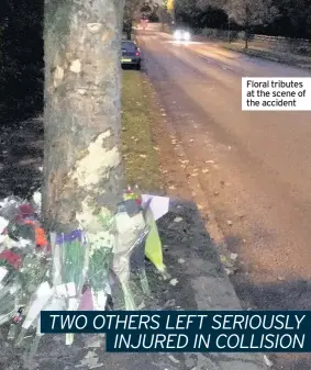  ??  ?? Floral tributes at the scene of the accident