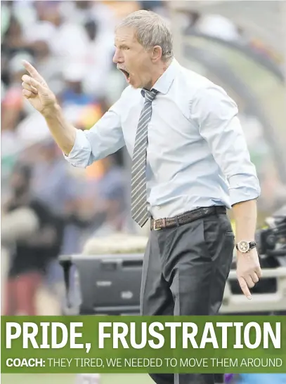  ?? Picture: Gallo Images ?? NOT IMPRESSED. Bafana coach Stuart Baxter was unhappy that his team changed the game plan, leaving them with a tricky last match to qualify for the Africa Cup of Nations next year.