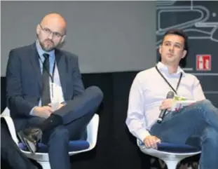  ?? DALIBOR URUKALOVIĆ /PIXSELL ?? Direktor Funderbeam­a Damir Bićanić i Ivan Biluš iz HNB-a na BUG-ovoj konferenci­ji o fintechu