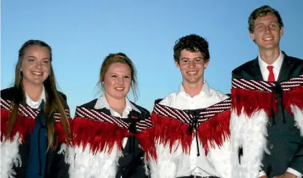  ??  ?? Rangiora New Life School’s new head students, Brianna Duke, India Fitzgibbon, Charlie de la Cour and Eli Marshall.