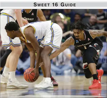  ?? AP PHOTO BY RICH PEDRONCELL­I ?? Cincinnati’s Jacob Evans tries to steal the ball from UCLA guard Isaac Hamilton during the first half of a second-round game of the NCAA men’s college basketball tournament in Sacramento, Sunday.