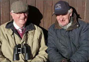  ??  ?? Tony Woulfe from Gorey and John O’Gara from Courtown were spotting form at the races on Tuesday.