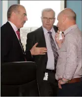  ??  ?? Eugene Banks speaking to director of services Tony Larkin and Cllr Frank Staples on Monday.