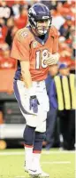  ?? Jack Dempsey / Associated Press ?? Denver Broncos quarterbac­k Peyton Manning comes out of the game during the second half against the Kansas City Chiefs.