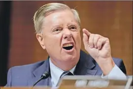  ?? Andrew Harnik AFP/Getty Images ?? GOP SEN. Lindsey Graham of South Carolina darkly warned last week that Democrats would be sorry if they manage to kill Brett Kavanaugh’s nomination.