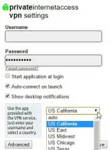  ??  ?? Use the app provided with the VPN service. Just enter your username and select a country.