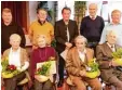  ?? Foto: Verein ?? Die Geehrten beim Obst und Gartenbau verein Anhausen: (von links, stehend) Günther Neumayer, Walter Löffler, Karl Völkl, Bürgermeis­ter Peter Högg, Vor stand Horst Schulz, (sitzend) Irmgard Thoma, Maria Wunderle, Karl Kraus, Ernst Stromer.