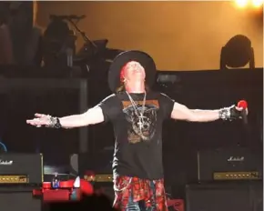  ?? Damian ARROYO ?? Axl Rose durante el concierto que realizó Guns N’ Roses en Costa Rica, en el 2016. FOTO: Damian Arroyo