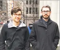  ?? Contribute­d photo ?? Ben Waldo, left, and Dan Affleck, architects with San Francisco-based SWA, who won the contract to design the Sandy Hook monument.