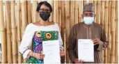  ??  ?? Managing Director of Nigeria Health Watch, Mrs. Vivianne Ihekweazu (left) and Executive Director/Editor-in-Chief of Daily Trust, Naziru Mikailu, after signing an agreement to partner on Solutions Journalism in Abuja yesterday.