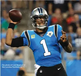  ?? (AFP) ?? File photo of Cam Newton of the Carolina Panthers.