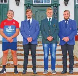 ?? CORNELIUS MULLER ?? ABOVE: Rugby achievers of the Elsenburg Agricultur­al College, from left: André Rademeyer, Henro Meyer, Daniel Jooste and Henlo Marais. Rademeyer plays for the Namibia U20 national side, and was selected for the Namibian national team for the Rugby World Cup. Meyer plays for the Maties U20 side, as well as the WP U20. Jooste plays for the Maties U20 side, as well as the Junior Springboks. He also plays for the Stormers. Marais plays for the Maties U20 side, as well as the Maties University of Stellenbos­ch side and WP U21.