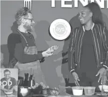  ?? RICH FURY, GETTY IMAGES FOR AYS SPORTS MARK ?? Celebrity chef Richard Blais (left) and Venus Williams attend the Citi Taste Of Tennis Indian Wells on March 4, 2019. Blais will offer food options at this year's BNP Paribas Open.