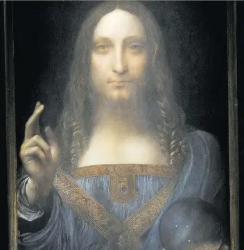  ?? DENNIS VAN TINE/FUTURE IMAGE/WENN.COM ?? Leonardo da Vinci’s Salvator Mundi fetched US$450 million at auction. It took years to create while Cam Fuller’s Earth 200,000 Miles Away was likely done in one go.