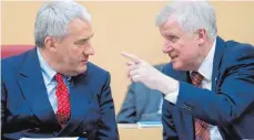  ?? FOTO: DPA ?? Ministerpr­äsident Horst Seehofer (CSU, rechts) schätzt es gar nicht, dass an Bayerns Gymnasien Unruhe herrscht. Das lässt er Kultusmini­ster Ludwig Spaenle (CSU) spüren.