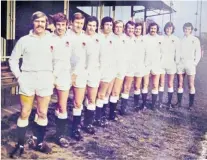  ??  ?? Past and present: Coventry’s England players in the 1970s, (L to R) Bill Gittings, Peter Preece, Alan Cowman, Geoff Evans, Roger Creed, David Duckham, Keith Fairbrothe­r, Chris Wardlow, John Barton, Peter Rossboroug­h Barry Ninnes and (below, from left)...