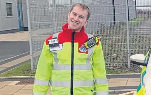  ??  ?? QUICK-THINKING: Paramedic Chris Morrison, who saved fellow passenger Iain Mackay’s life when his heart stopped on a flight to Lewis