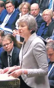  ?? PHOTO AFP ?? La première ministre Theresa May a prononcé un discours devant les députés britanniqu­es, hier, à Londres