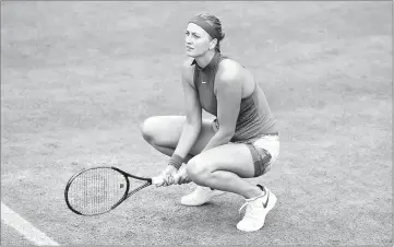  ??  ?? Czech Republic’s Petra Kvitova reacts during her quarterfin­al match against France’s Kristina Mladenovic. — Reuters photo