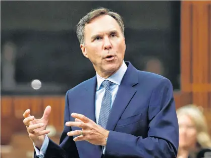  ?? REUTERS ?? Canada’s Minister of Finance Bill Morneau speaks in the House of Commons on Wednesday.