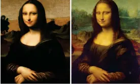  ?? ?? Questionab­le … the Isleworth Mona Lisa (left) and the painting in the Louvre. Composite: Alamy