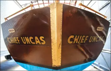  ?? (AP/LNP/Ty Lohr) ?? The transom of the Chief Uncas, a 109-year-old electric boat that was owned by the co-founder of Anheuser-Busch is seen in Lancaster, Pa.