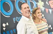  ?? MIKE COPPOLA — GETTY IMAGES FOR GOOD+ FOUNDATION ?? Comedian Jerry Seinfeld and his wife, Jessica, attend Good+ Foundation’s 2018 NY Bash in May. Seinfeld said ABC should replace Roseanne Barr in her show’s spinoff.