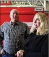  ?? TNS ?? Summer Haskins and her husband, Kristopher Haskins, thanked the Fire Station 21 dispatcher and firefighte­rs who helped restart her heart.