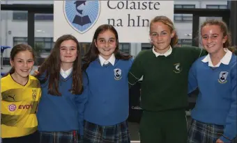  ??  ?? Caoilfhion­n O’Rourke, Sarah-Grace Reilly, Macey Hayes, Ceola O’Neill and Nicola Power at the Colaiste Na Hinse Open Day.