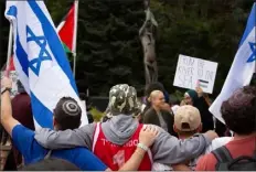  ?? JORDAN FEINZIG — COURTESY PHOTO ?? CU Boulder students stand together during a protest regarding the Israel-hamas war.