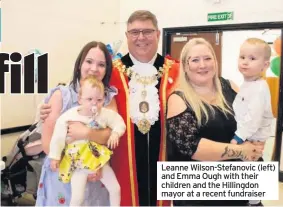  ??  ?? Leanne Wilson-Stefanovic (left) and Emma Ough with their children and the Hillingdon mayor at a recent fundraiser