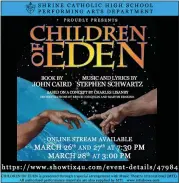  ?? COURTESY PHOTO ?? Shrine High School’s performanc­e of “Children of Eden” takes place March 26-28.