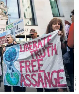  ?? ?? OUTSIDE A COURT in London on May 30, 2019, where there was a hearing in Assange’s extraditio­n case.