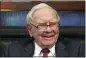  ?? NATI HARNIK — THE ASSOCIATED PRESS FILE ?? Berkshire Hathaway Chairman and CEO Warren Buffett smiles during an interview in Omaha, Neb., on May 7, 2018.