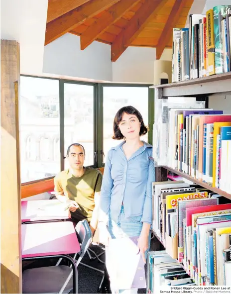  ?? Photo / Babiche Martens ?? Bridget Riggir-Cuddy and Ronan Lee at Samoa House Library.