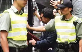  ?? ROY LIU / CHINA DAILY ?? Thomas Kwok Ping-kwong, former co-chairman of Sun Hung Kai Properties, gets into a prison van outside the Court of Final Appeal after losing his last bid for freedom on Wednesday.