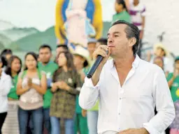  ??  ?? González, candidato del PVEM a la presidenci­a de Tequisquia­pan.